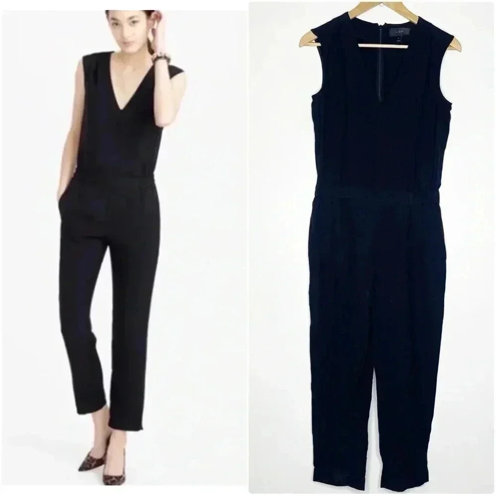 J.Crew Drapey Oxford Black Jumpsuit Size 0